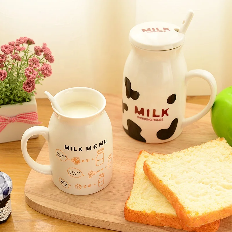 

European Style Cute Ceramics Cups With Cartoon Design Breakfast Milk Ceramic Mugs For Home Party