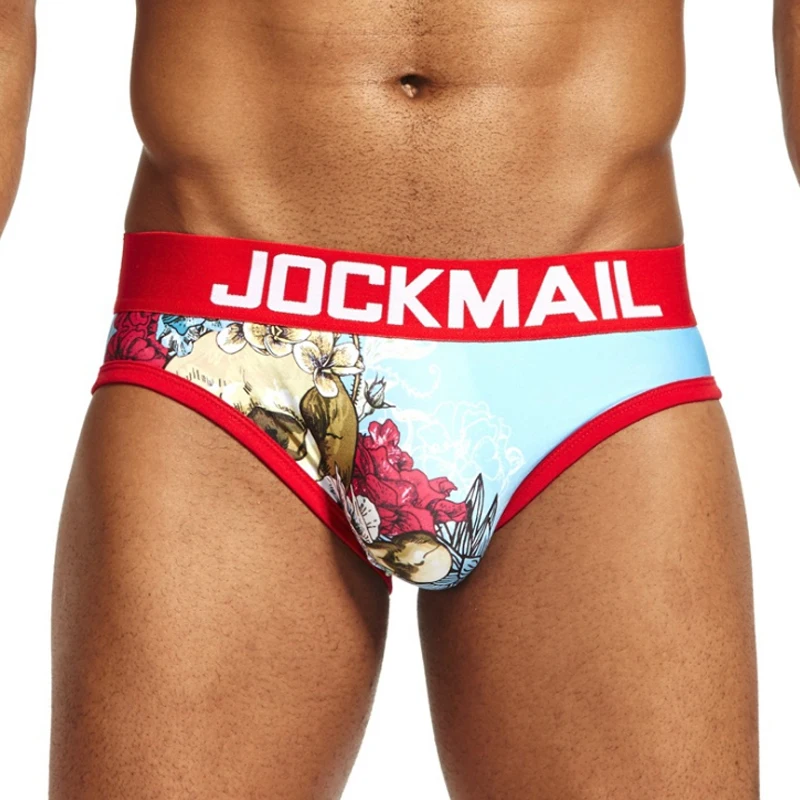 

Jockmail Briefs Mens Underwear Boys Playsuit Printed Cuecas Bulge Pouch Cotton Underpants Male Underwear Men Briefs, 4colors:black,blue,pink,yellow
