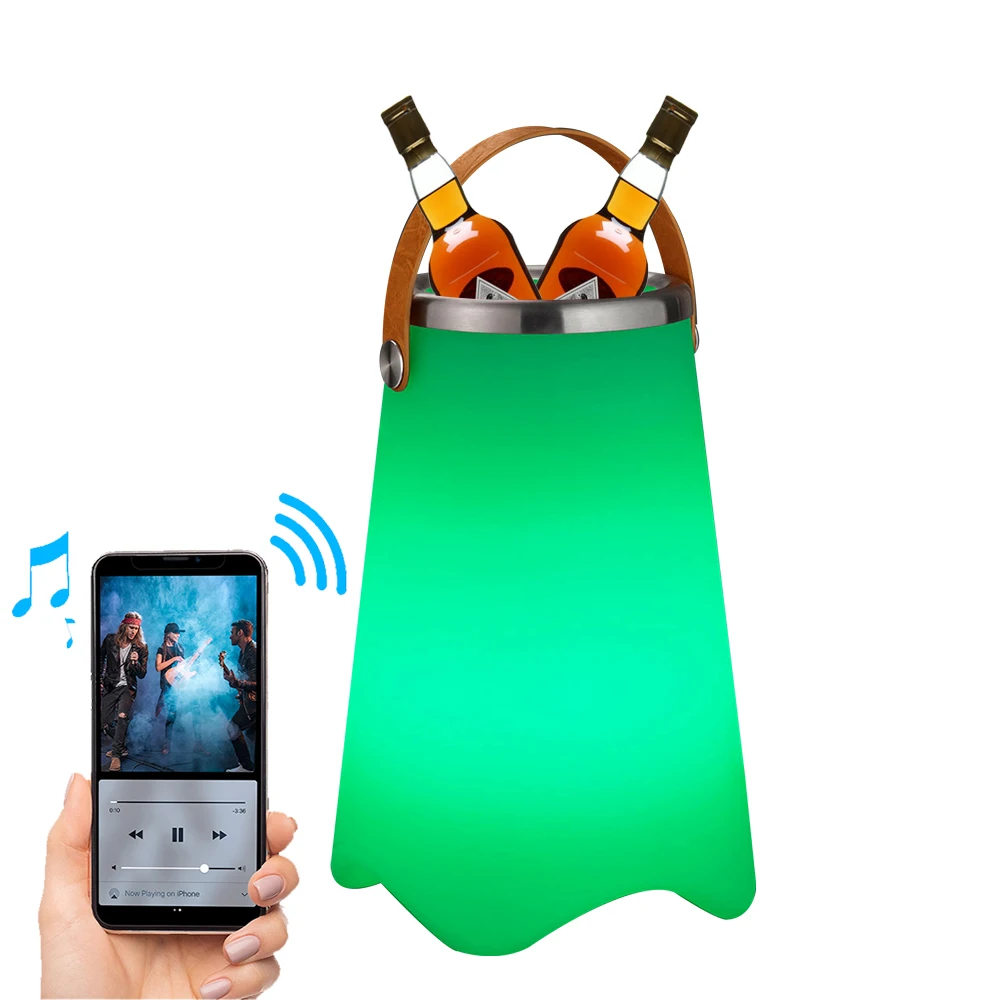

swimming pool Smart Cordless Portable Music LED Lantern Speaker Table Light with ice bucket wine cooler, 16 colors changing