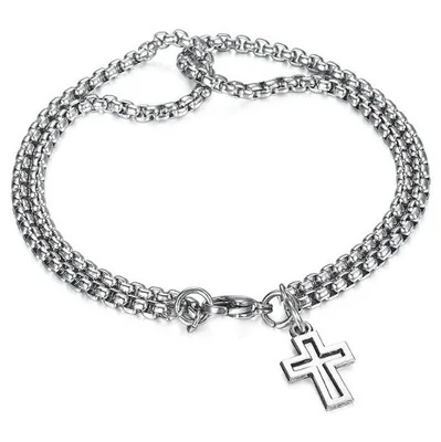 

MSYO New Ins Fashion Cross Bracelet Exquisite Stainless Steel Bracelet For Men Simplicity Chain Bracelet