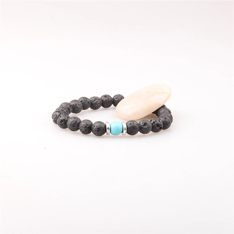 

Black gemstone beads jewelry wholesale charm beads stretch natural stone lava lucky bracelet, As show (customize colors are available)