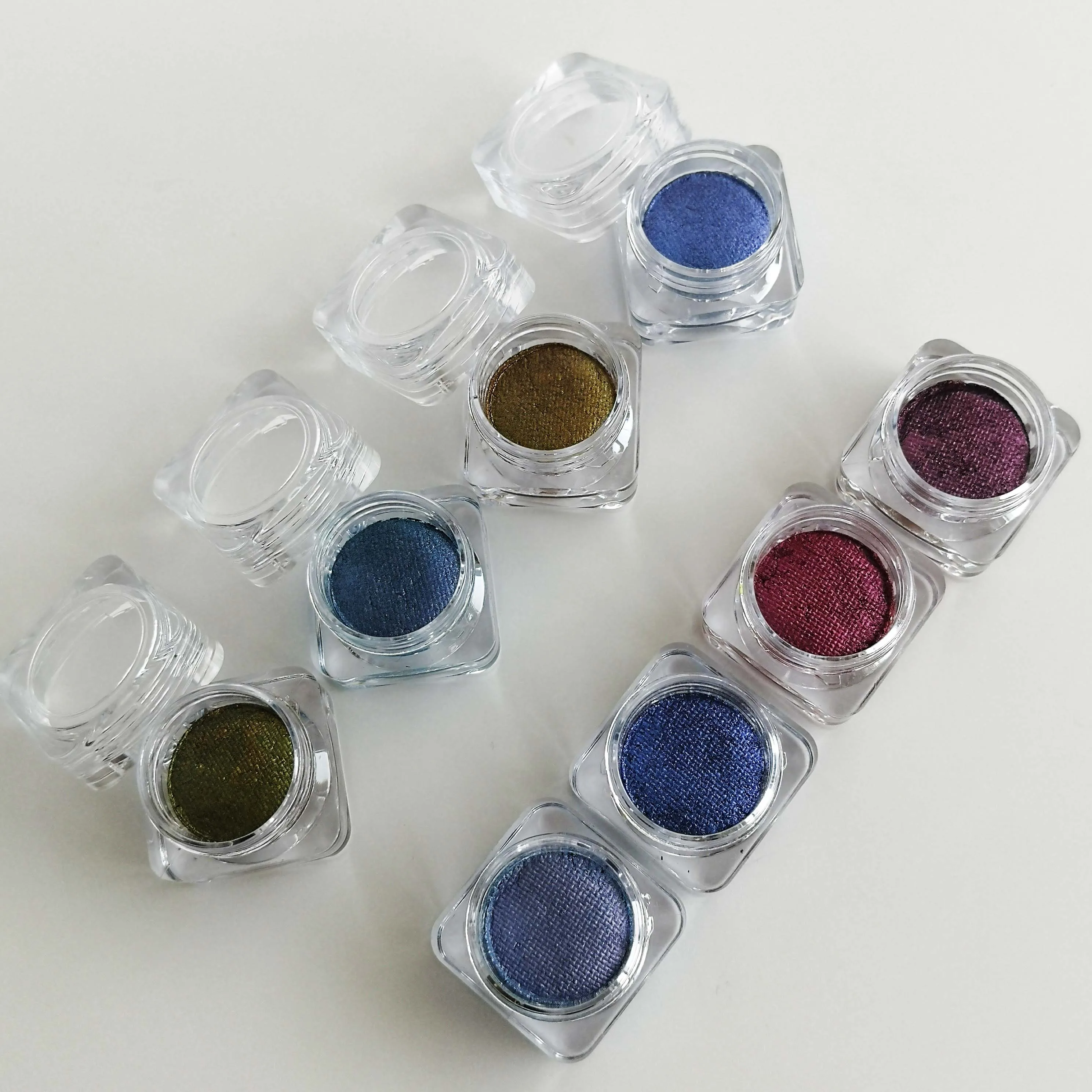 

Wholesale 8 colors makeup duochrome chameleon pressed glitter eyeshadow water activated liner, 8 color