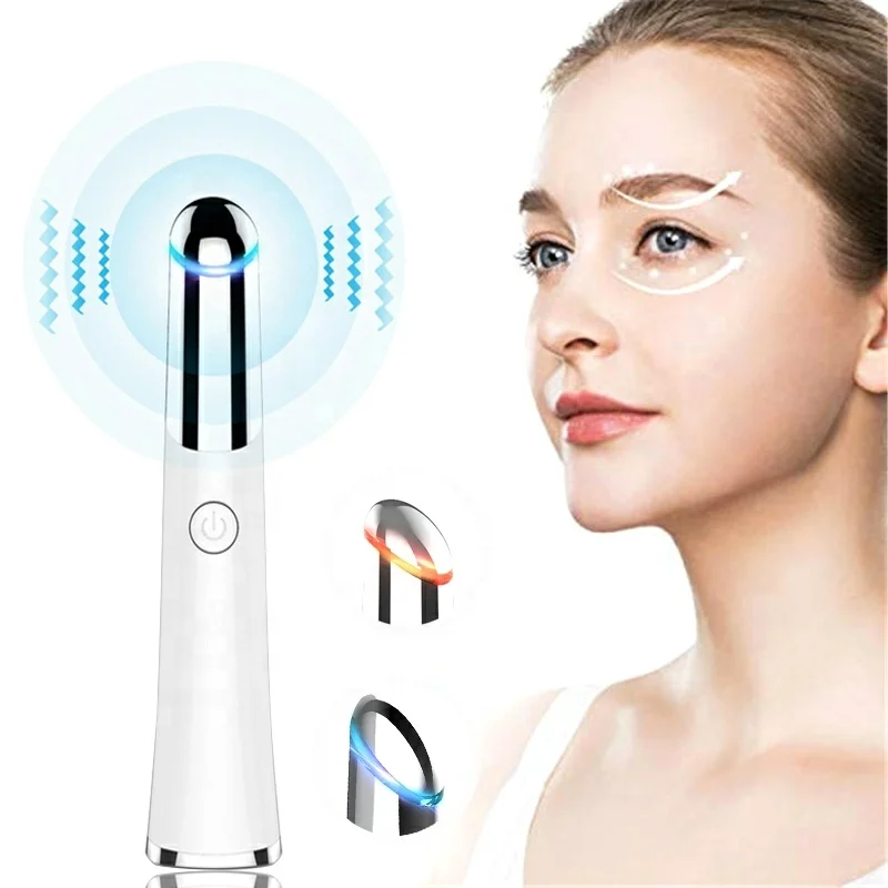

Dark Circle Removal Puffiness Removal Anti Aging Eyes Care Tools Vibration Heated Eye Massager Eye Wrinkle Massage Pen, White