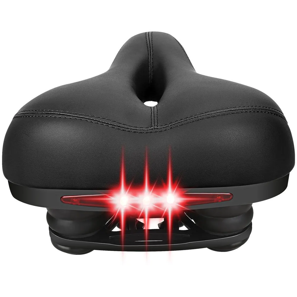 

2020 New Arrivals Custom Logo Comfortable Bicycle Saddle Seat with LED Light PVC Leather Hollow Soft Cushion Cycling Saddle, Red, blue, green, white, black, or customized