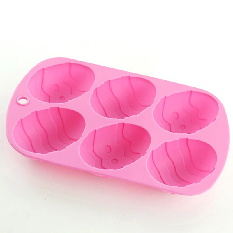 

6 Cavity Pink Silicone Mold Easter Egg Cake Decoration Tools Baking Tray Holiday Dessert Mousse Baking Cake Chocolate 3D Mold