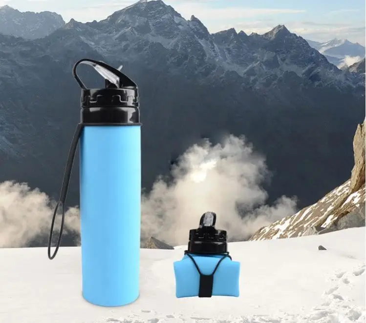 

Wholesale Outdoor Drinking Leakproof Plastic Silicone Collapsible Water Bottle Accept Customized Logo, Custom color acceptable