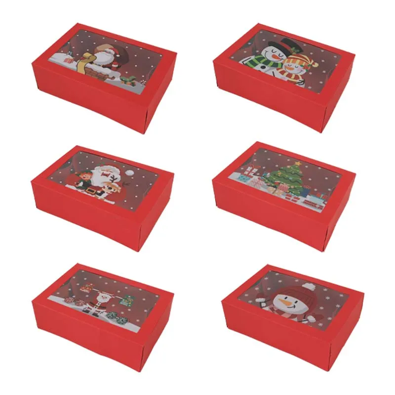 

Treat boxes For Donuts Cupcake Candy Gift Giving Holiday Baking Box Christmas Paper Red cookie Boxes
