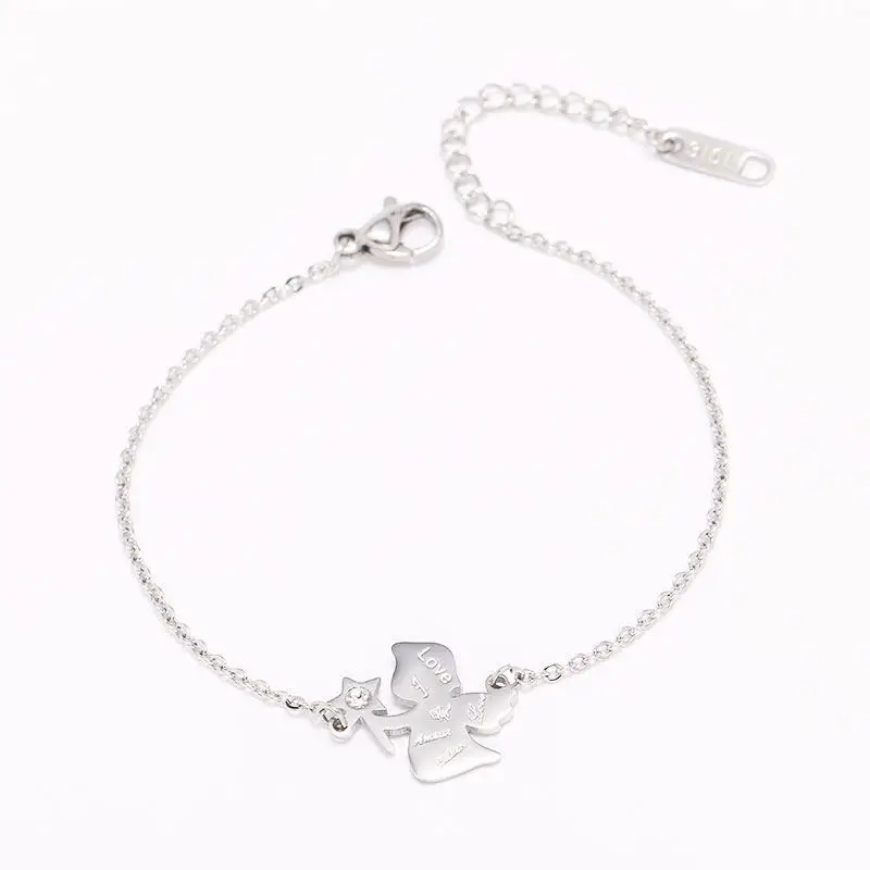 

Fashion Engraved Stainless Steel Accessories Zircon Wizard Pendant Adjustable Chain Bracelet