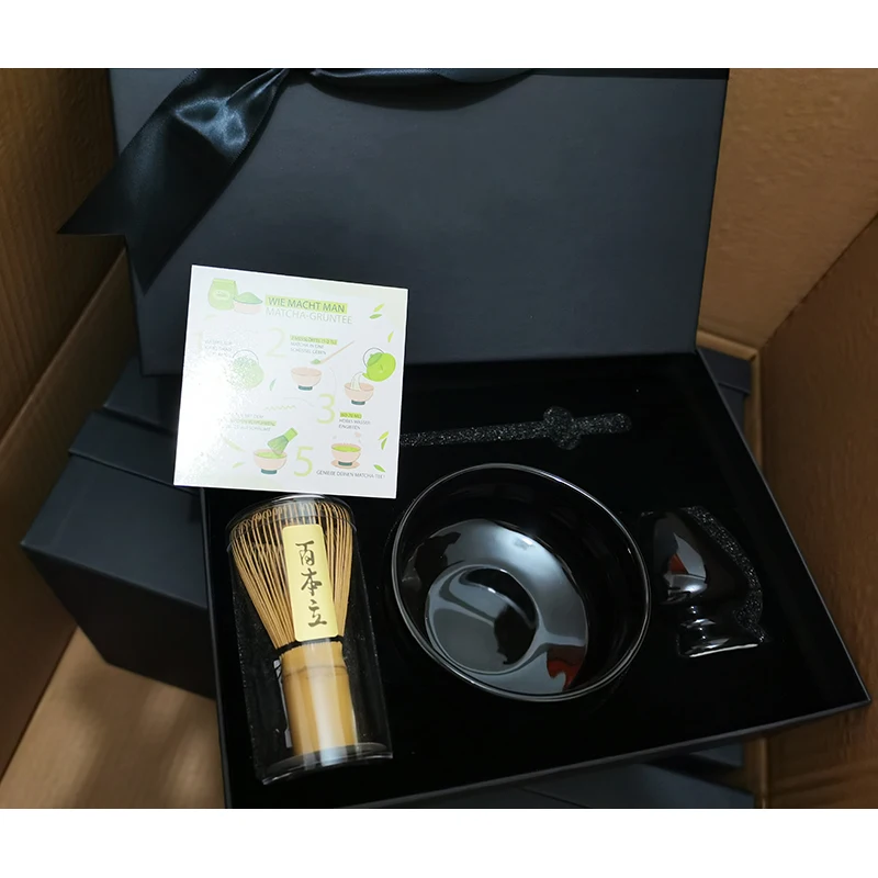 

customized 4 color bamboo whisk set including whisk&holder&bowl&scoop matcha whisk gift case