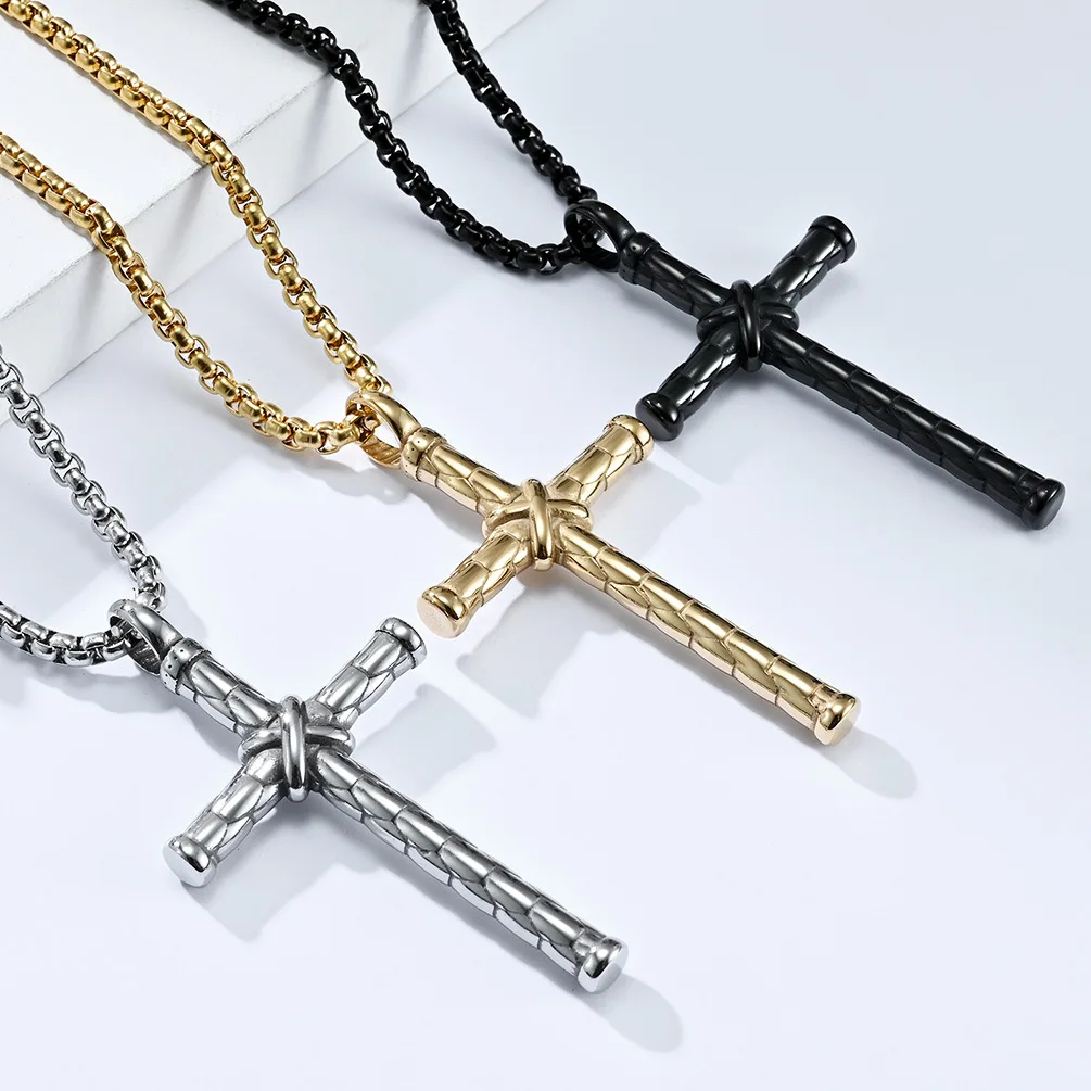 

New Unique Design Titanium Stainless Steel Cross Pendant Necklace Men DZ439