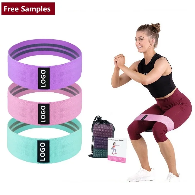 

Free Sample Custom Logo Printed Yoga Gym Sports Exercise fitness for Legs Glutes Booty Hip Fabric Resistance Bands