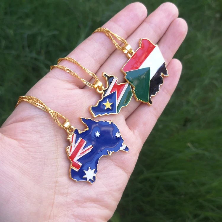 

Wholesale Factory Fashion Country Australia Flags Map Jewelry Necklace