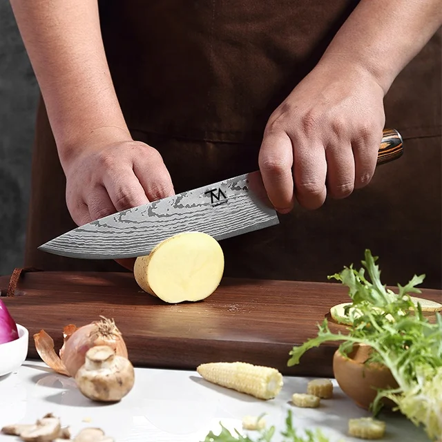 

Professional Stainless Steel Kitchen Knives Custom Wood Handle Cooking 8 Inch Chef Knife