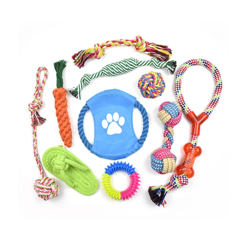 

Amazon Hot Selling Dog Dental Care Pet Toy Set Safe Bite Resistant Dog Rope Chew Toy Pet Toys, Blue/yellow/green
