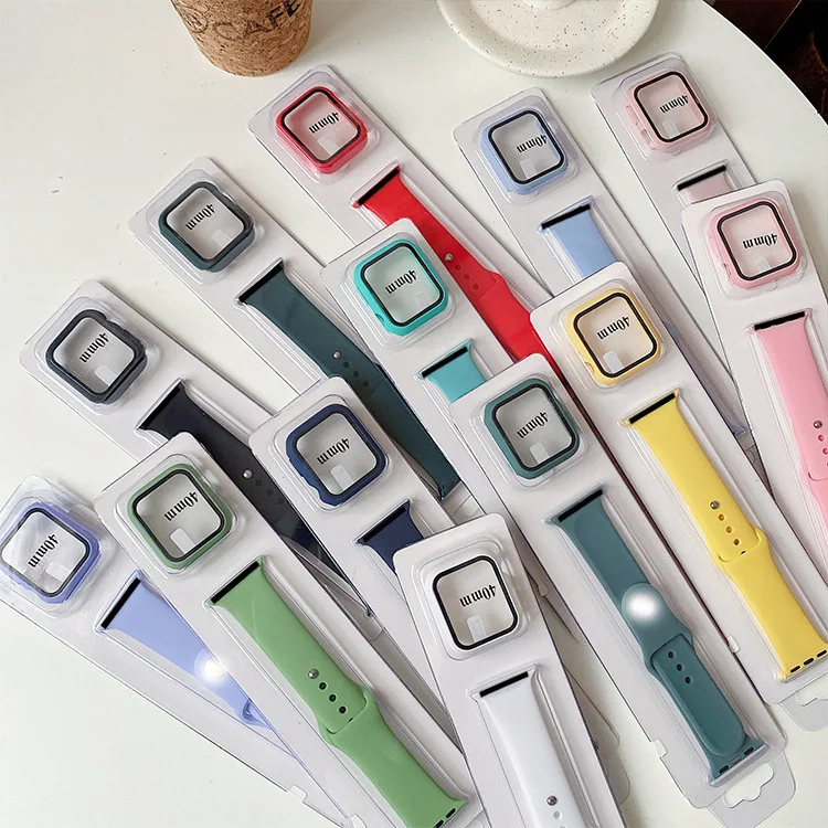 

Colorful Bracelet Silicone Strap Loop Sports Bulk Watch Bands And Case For Apple Iwatch Series 6 Watch Band Strap 38 40 42 44mm, As show