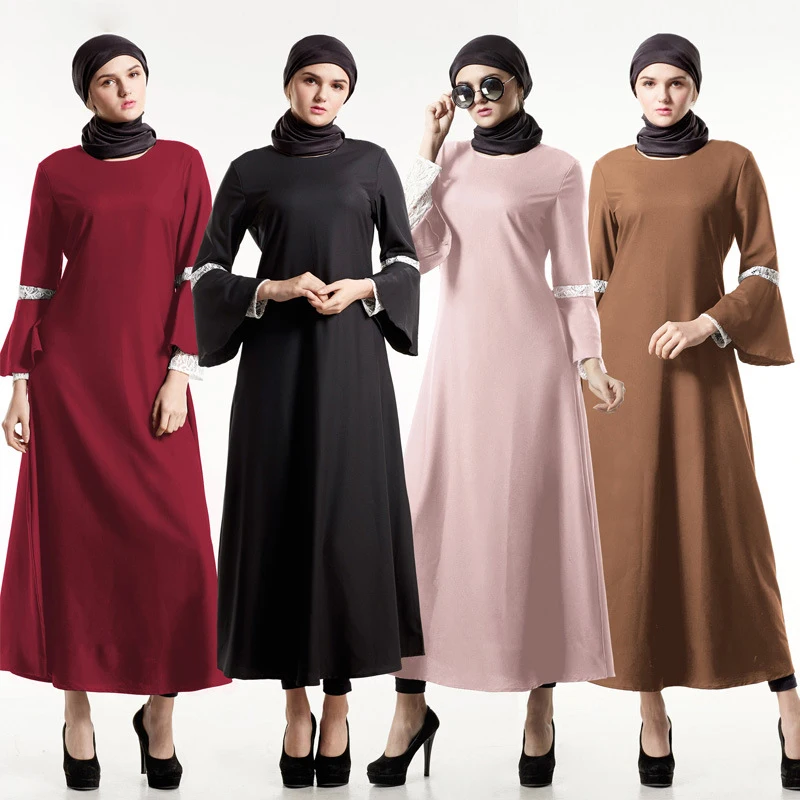 

Spring And Summer New Islamic Clothing Muslim Elegant Dress Lace Pastoral Style Ropa Arabe Mujer, Photo shown