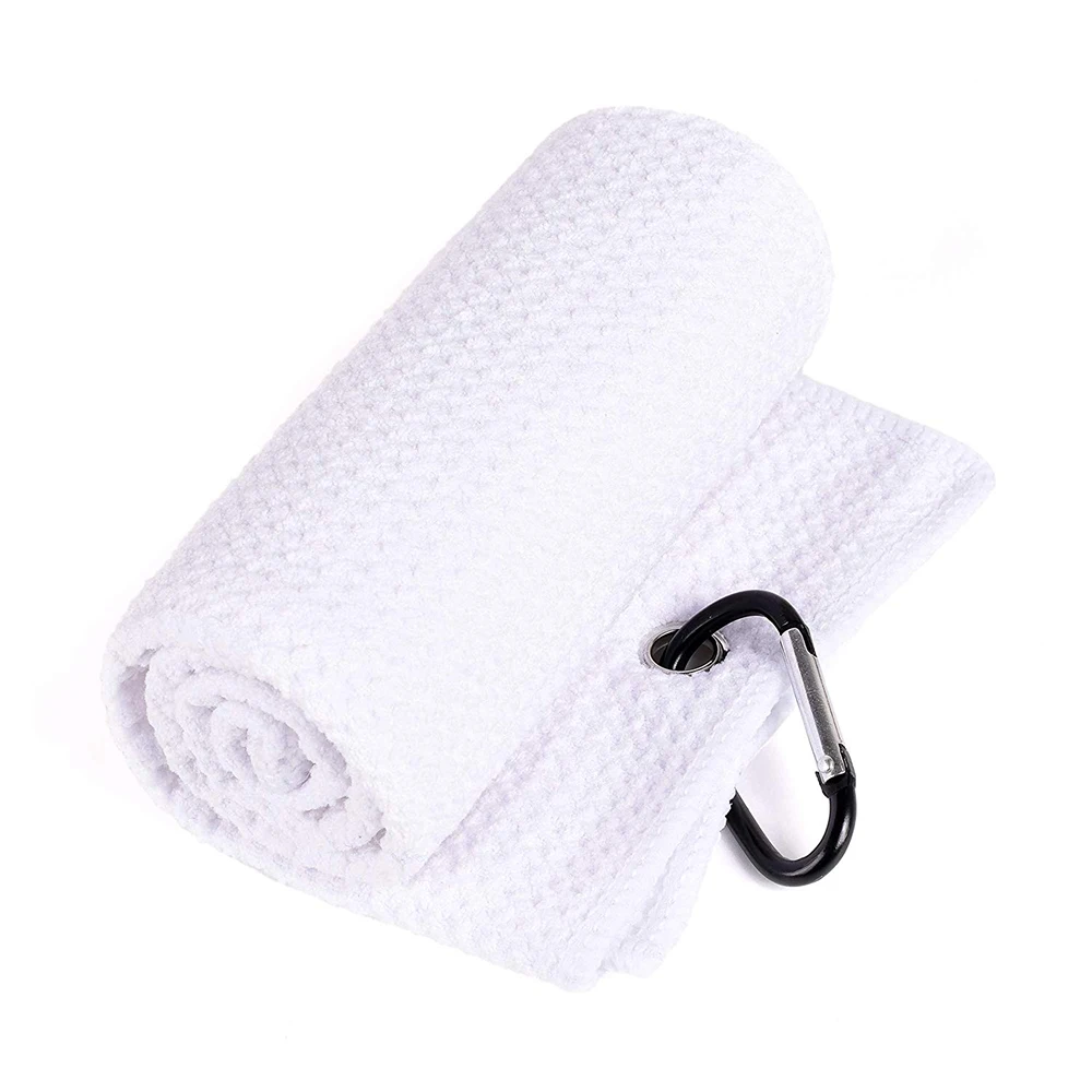

Wholesale custom logo embroidery printed blank white recycled microfiber waffle weave sports golf towels with grommet and hook