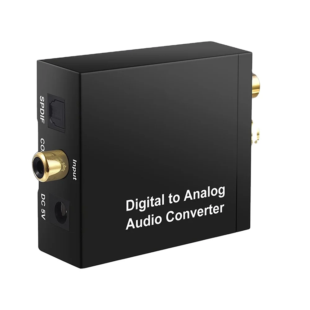 

AOEYOO 3.5MM Jack DAC Digital To Analog Audio Converter 192 Khz Coaxial Optical Fiber Toslink Digital to Analog L/R RCA, Black
