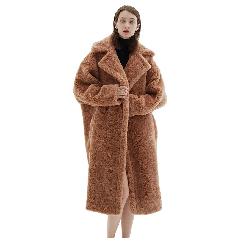 

High Quality Ladies Wool Coat Winter Fur Jacket Leopard Print Genuine Warm Teddy Coat, Customized color