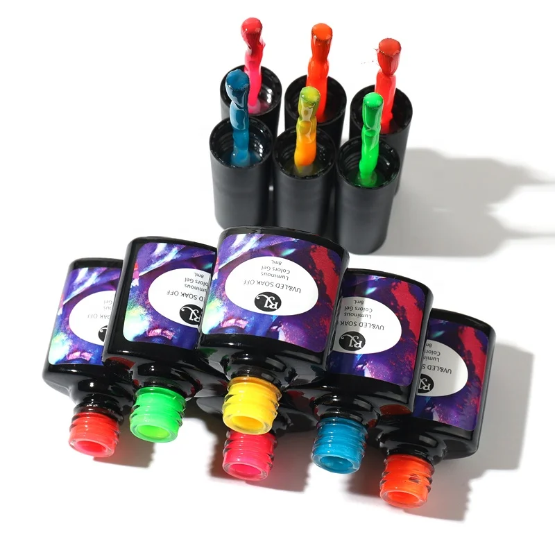 

RJ Halloween Glow In the Dark 8ML Luminous UV Gel Fluorescent Nail Gel Polish, Multi-colored