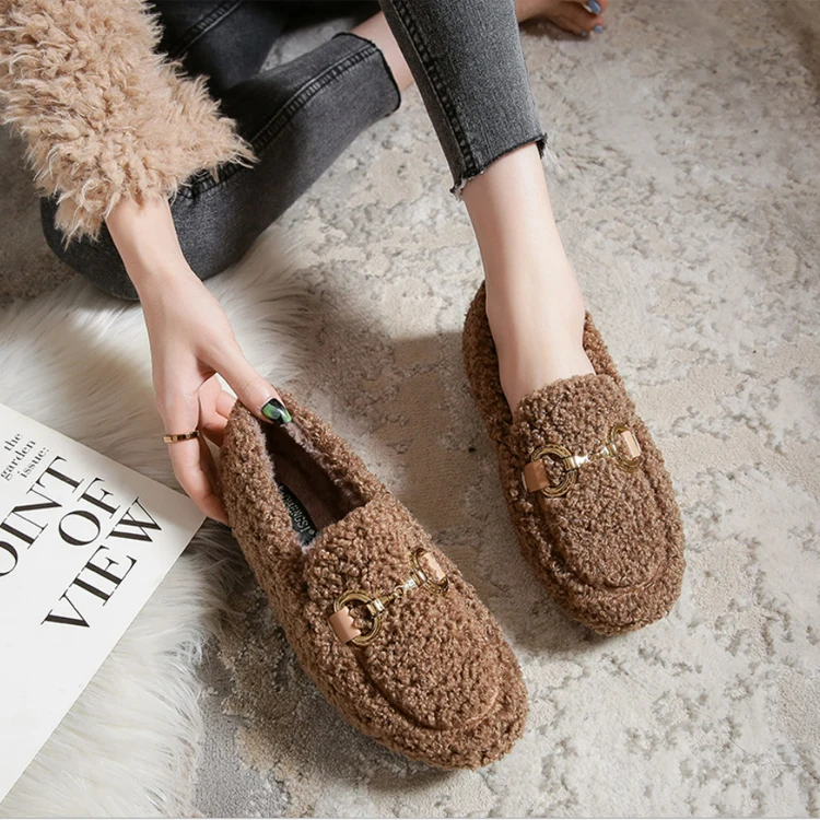 

New Lady Warm Wed Wedge House Fashion Sneaker Heals Women's Casual Furry Plush Fluffy Winter Shoes for Women Latest