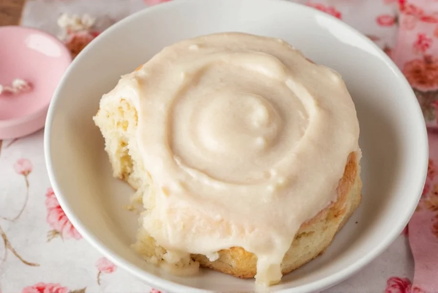 Step-by-step demonstration of spreading creamy cinnamon bun icing over freshly baked cinnamon rolls with visible swirls