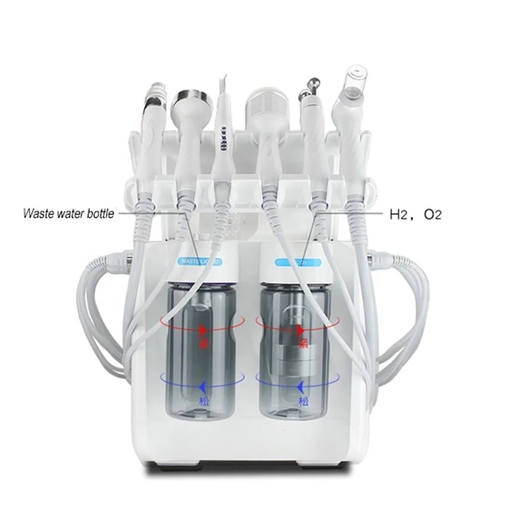 

Portable oxygen and hydrogen bubble cleaning facial care and beauty equipment, White
