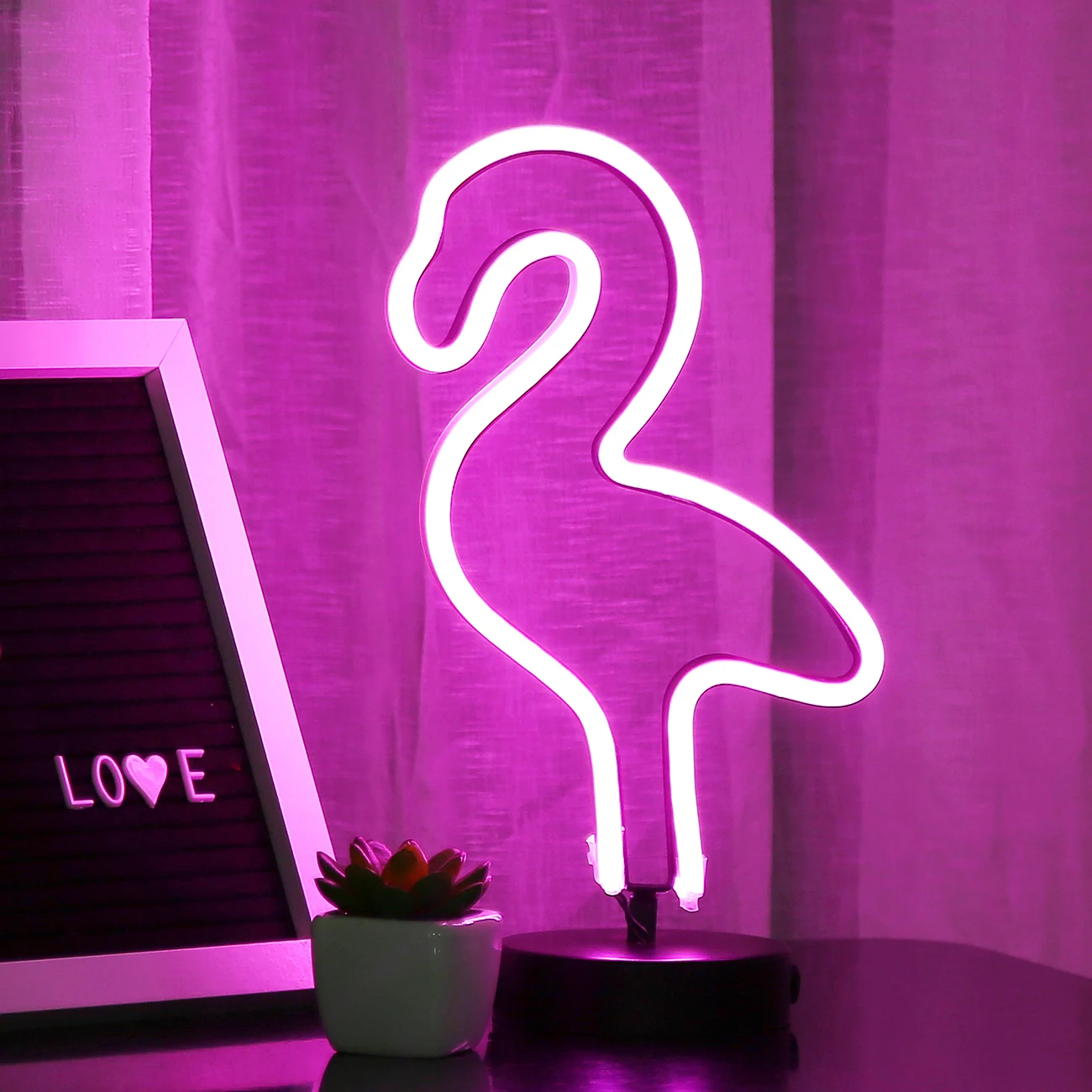 Bolylight 3*AA battery LED Neon Flamingo Pink Light led home decoration for Home/Bedroom/Party/Desk