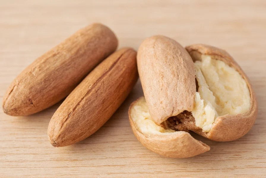 Close-up view of whole nutmeg seeds next to ground nutmeg powder showing the botanical origin of this spice