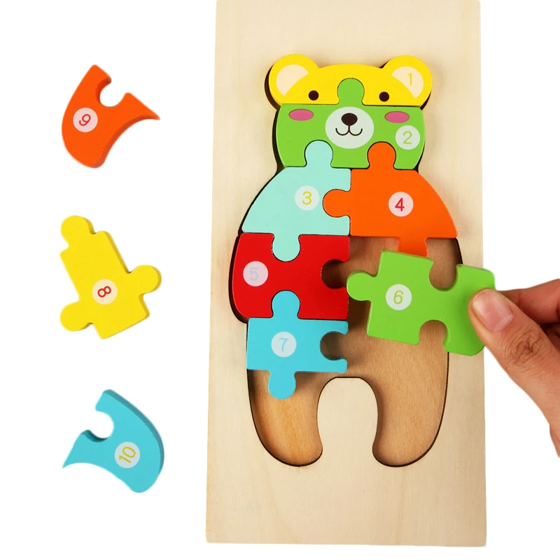 

Customized Education Toy Wood Jigsaw Puzzle Toy Adult Kids Alphabet 3D Wooden Animal Puzzle