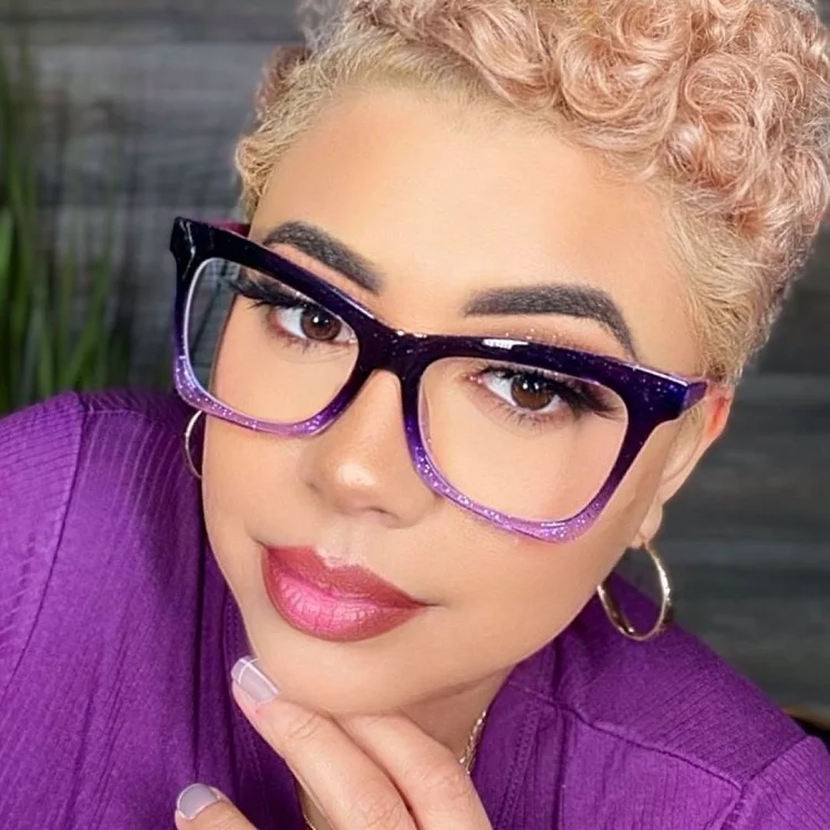 

Zeelool Stylish Womens TR90 Pink Purple Multi Colors Spring Hinged Wide Butterfly Glasses Frames, 5 colors