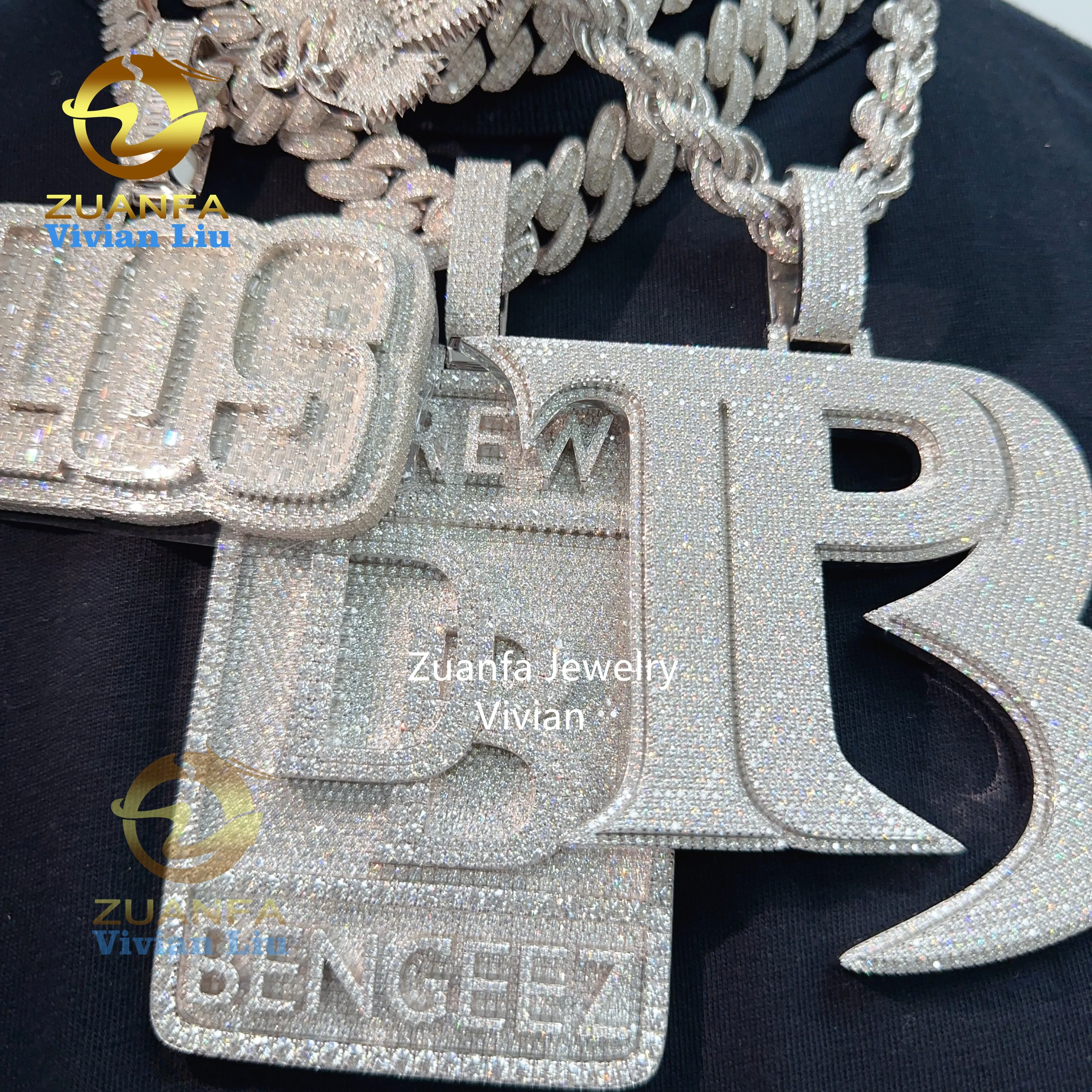 

Fine Jewelry Hip Hop Pendant Custom Name Necklace Sterling Silver VVS Moissanite Iced Out Diamond Pendant