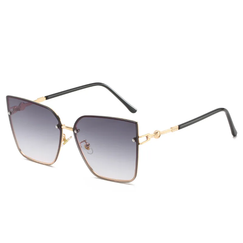 

European and American new large frame cut edge sunglasses craft foot wire meter nail square metal sunglasses