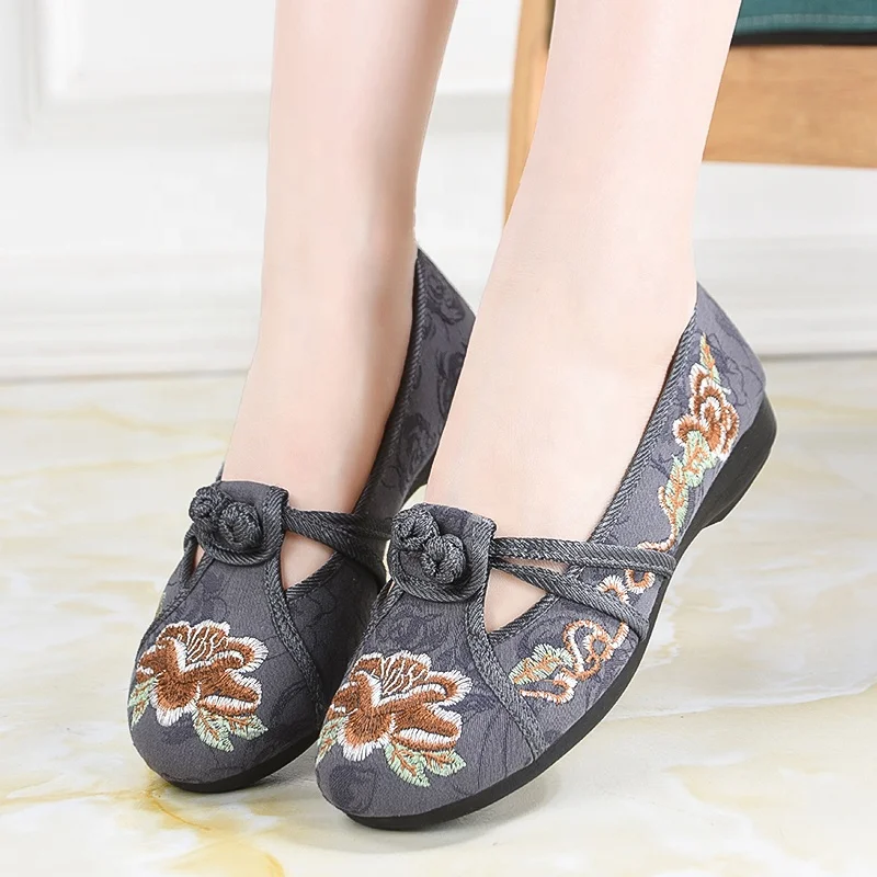 

1616 Shallow mouth shoes Chinese shoes non-slip rubber retro traditional Chinese style ladies casual shoes