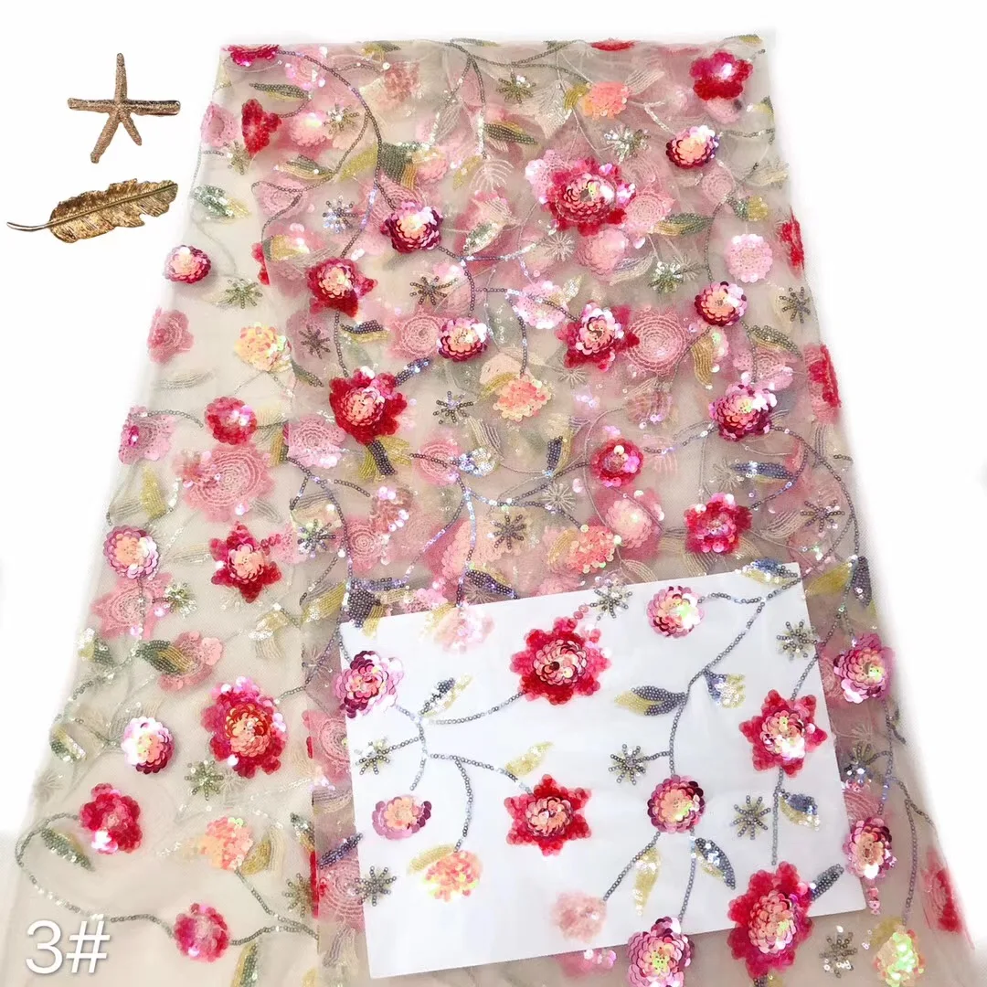 

2020 Mesh Embroidery Lace 3d Tulle Flower Bead Beaded Embroidered Net Fabric
