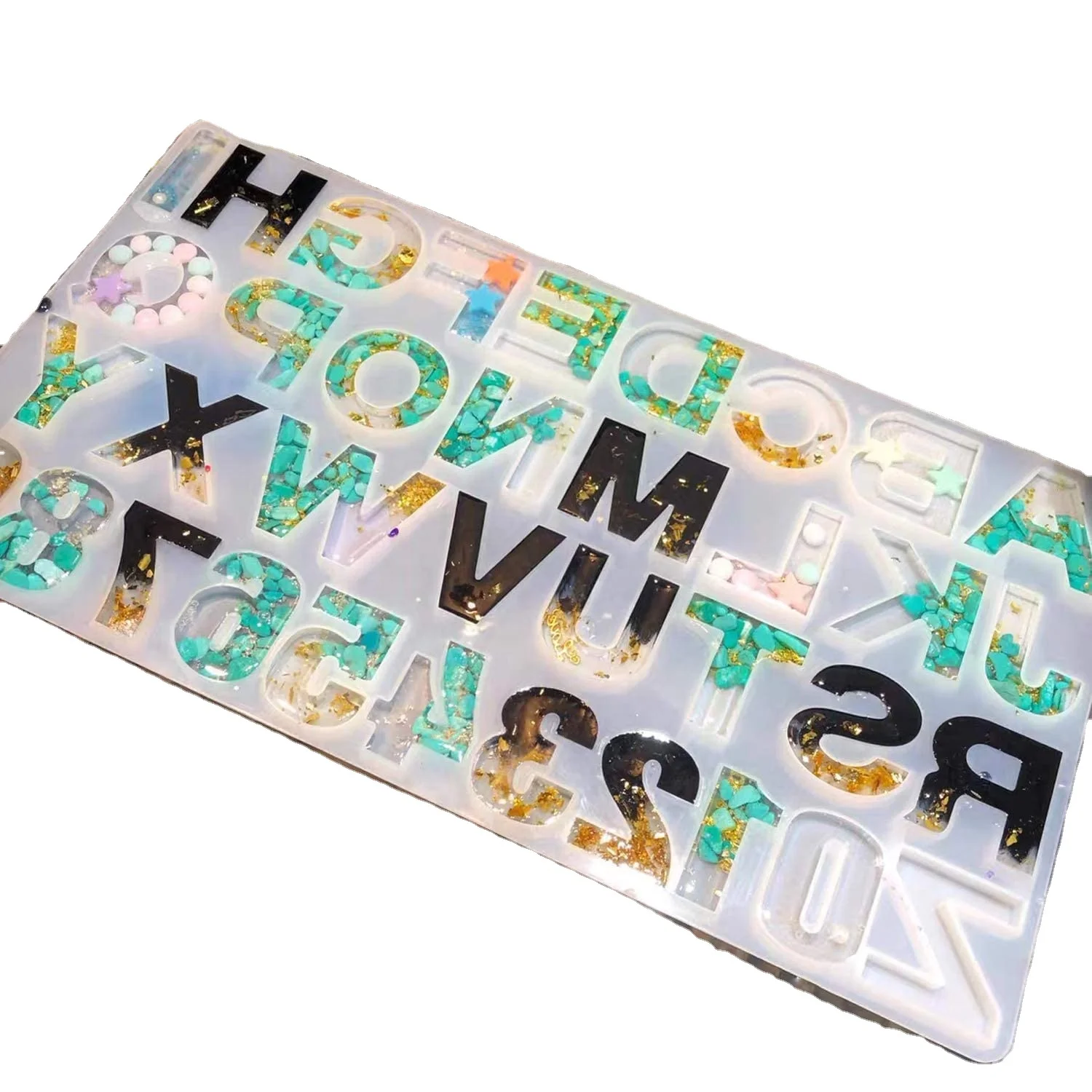 

Hot selling silicone resin alphabet mold for resin craft making, Transparent