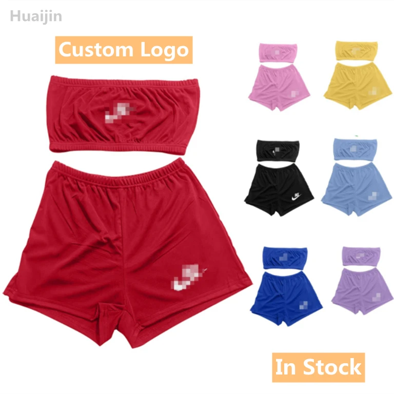 

Summer 2021 Fashion Trendy Sets Womens Clothing Sleeveless Crop Top Two Piece Shorts Set Clothes Custom Logo2 Piece Pants Sets, Shown