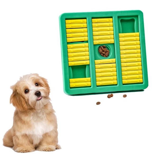 

New Dog Inventions Increases IQ Pet Training Game Educational Slow Feeder Interactive Dog Puzzle Toy, Blue, green