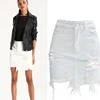 European style white skinny knee length denim skirts for women