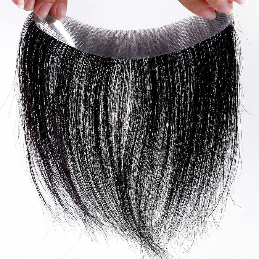 

I Tape Fast Shipping Wholesale Price V-loop Thin Skin Natural Black Straight Hairline Topper Human Hair Wigs