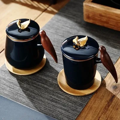 

Ceramic filter brewing cup office home mug with cover water cup tea separation customized cup, As the picture show