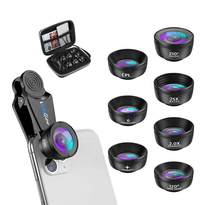 

For iPhone Huawei Xiaomi Smartphone Photography Accessories Vlog Lens 5K HD 7 in 1 Mobile Phone Camera Lens Kit Selfie Gadgets