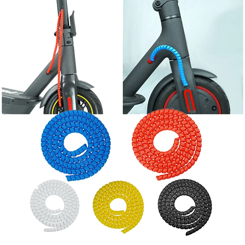 

M365 E-Scooter Brake Wire Cable Protector Cover Scooter Line Color Change Tube Protector 1M Length Spiral Wire, Blue/white/red/black/yellow