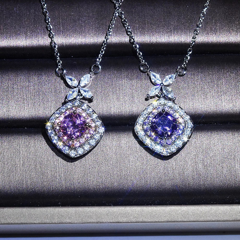 

Luxury Female Crystal Stone Pendant Necklace Charm Silver Color Chain Necklaces For Women Dainty Butterfly Wedding Necklace, Picture shows