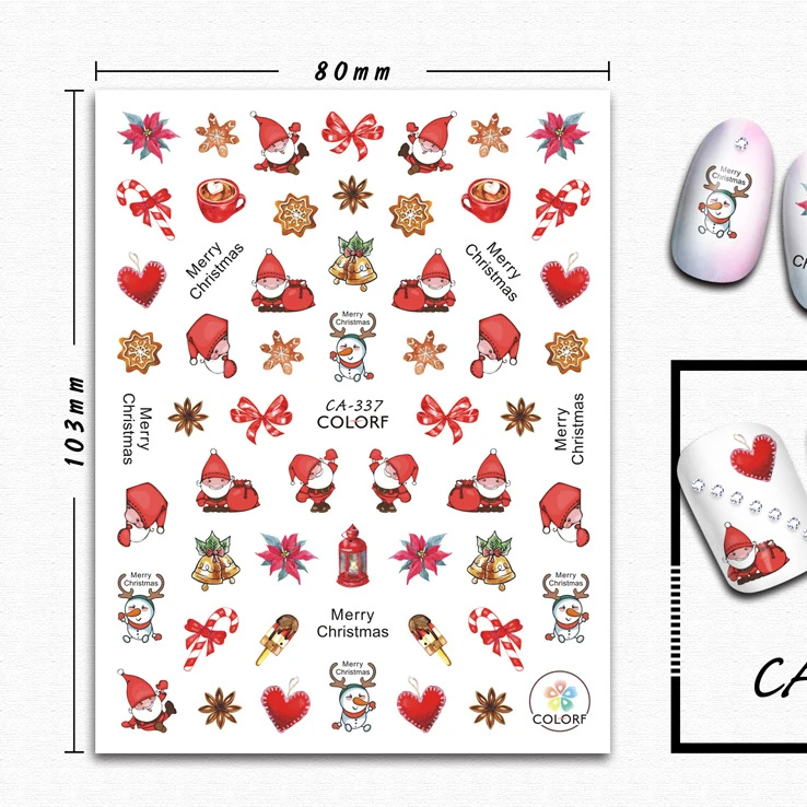 

Ca082-090, CA329-337,585-593 Christmas Series Santa Claus Environmental Nail stickers