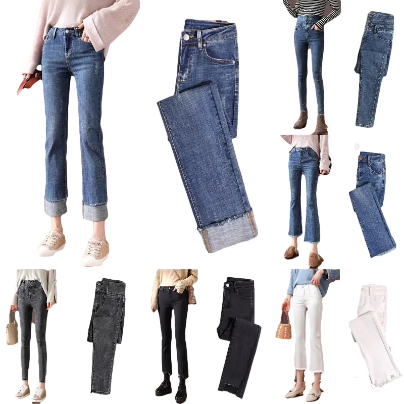 

2020 latest design ladies jeans fashion customization ladies long zipper women's trousers wholesale