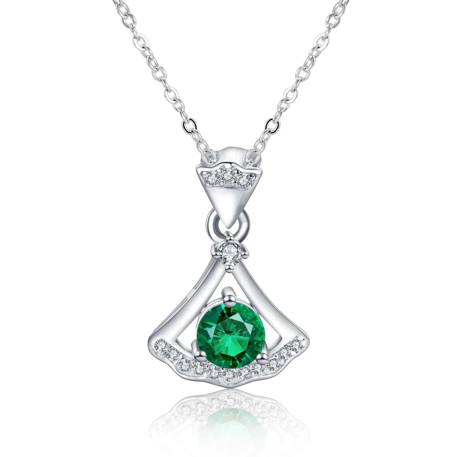 

Anster Lab Grown Zambia Fashion Silver Green Dress 0.25ct Women Charm Personalized Necklace