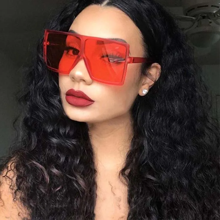 

NEW Fashion Flat Oversized Square Big Frame Sunglasses Multi Colors Glasses Gafas De Sol Custom Print Engrave Logo Sunglasses PC, Custom colors
