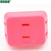 CE Certificated 2Pins 1 to 3 Square Shape Pink Small Extension Socket Plug For Mobile Phone Charging