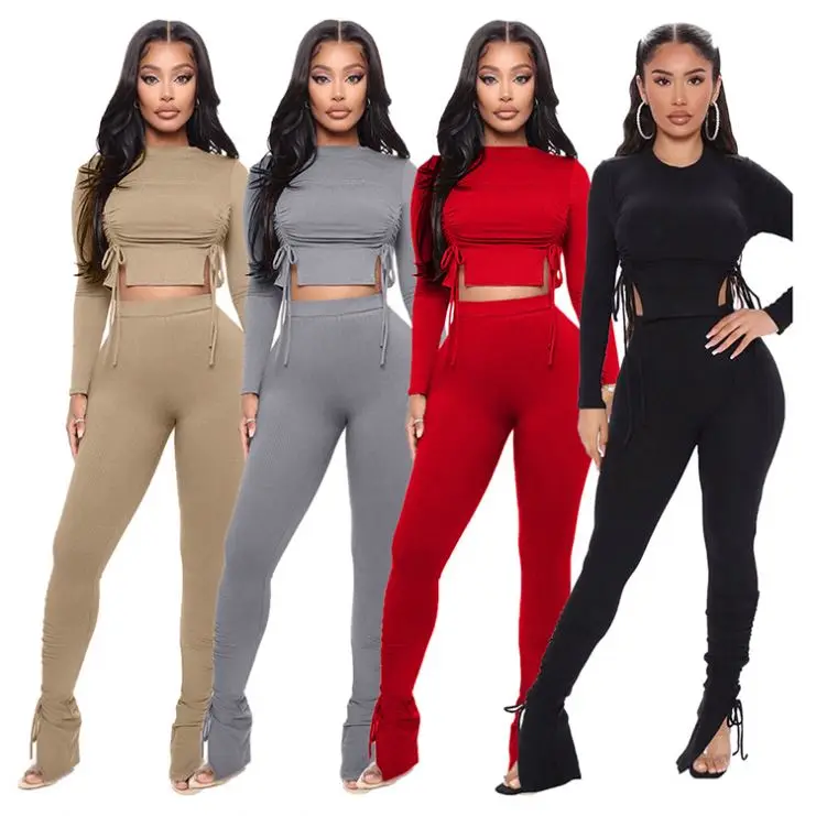 

Best Design Trendy Women Bodycon Two Pieces Sets Women 2 Piece Set Clothing Two Piece Pants Set